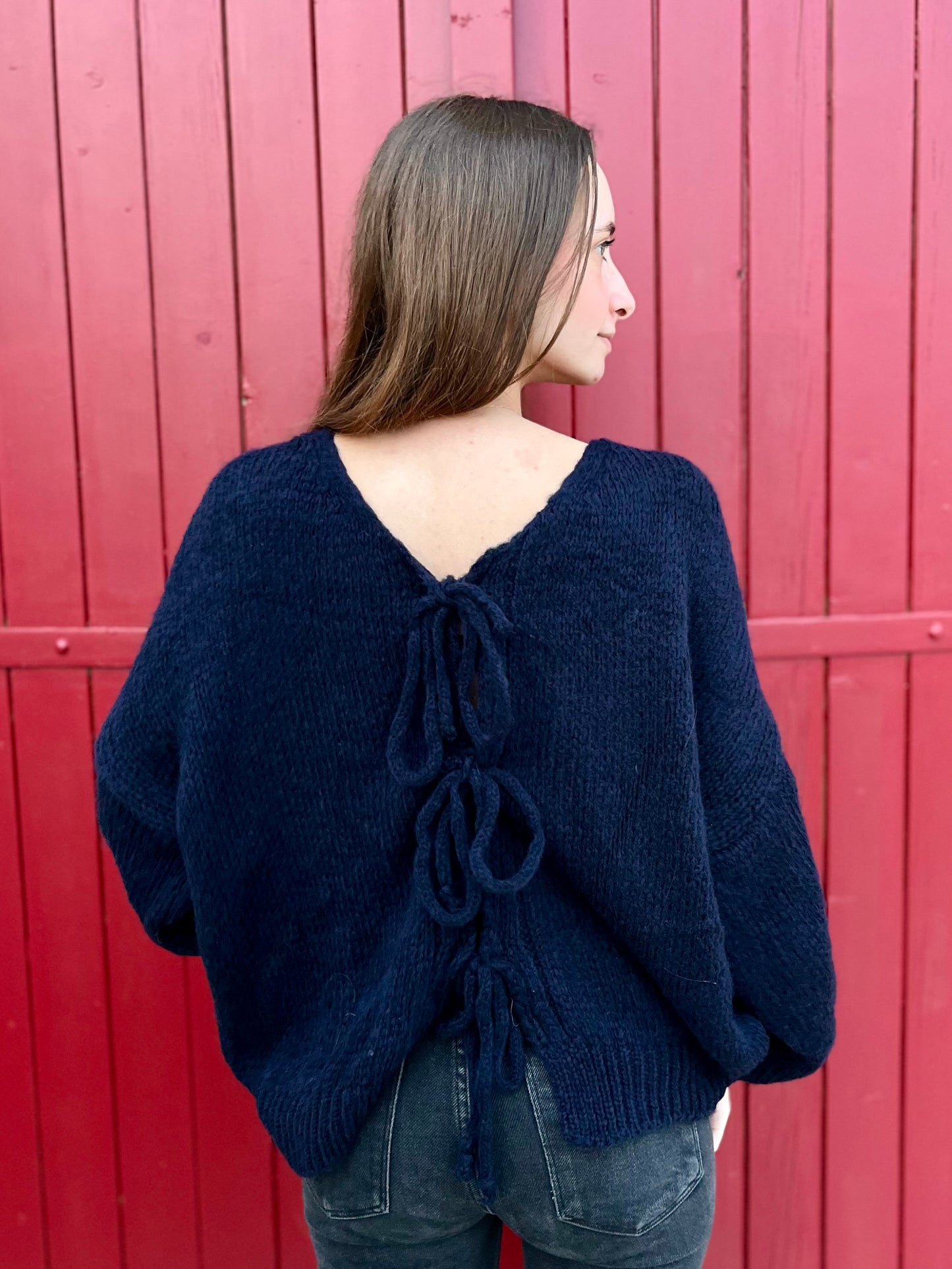 Cardigan à noeud - bleu marine