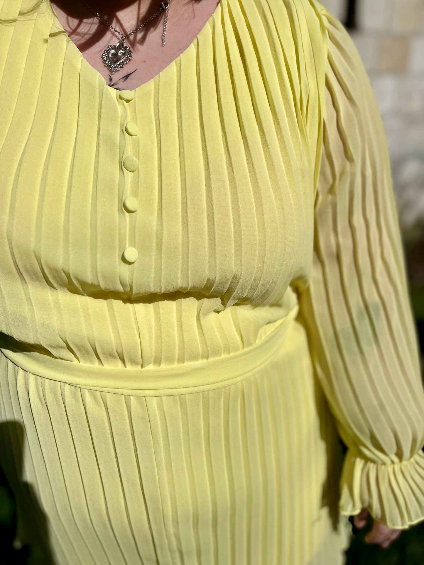 Robe plissé - jaune