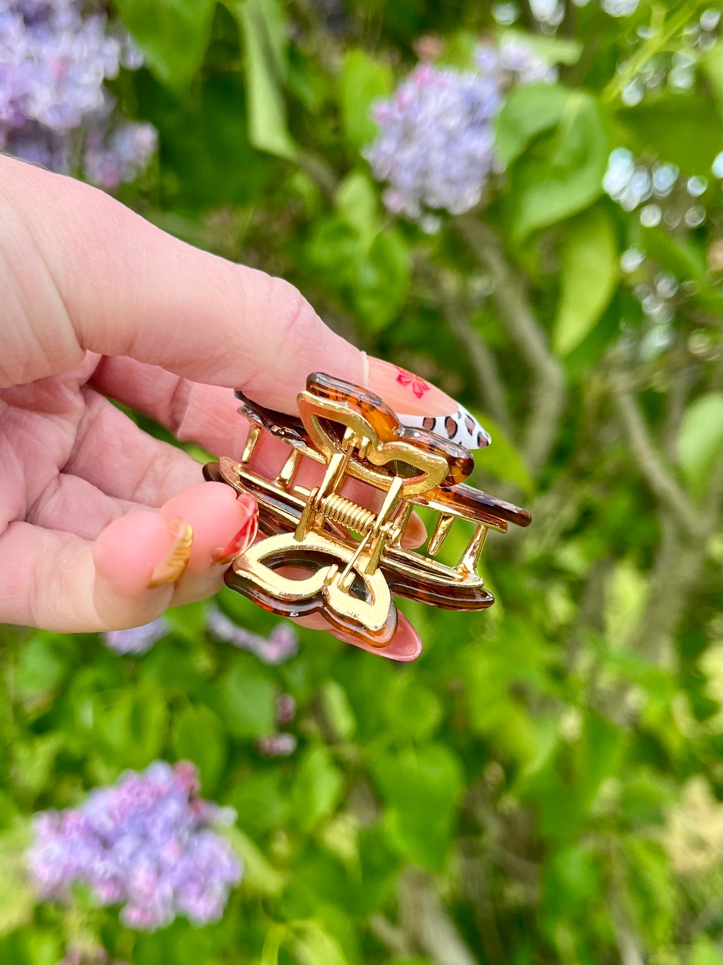 Petite pince papillon - marron et kaki
