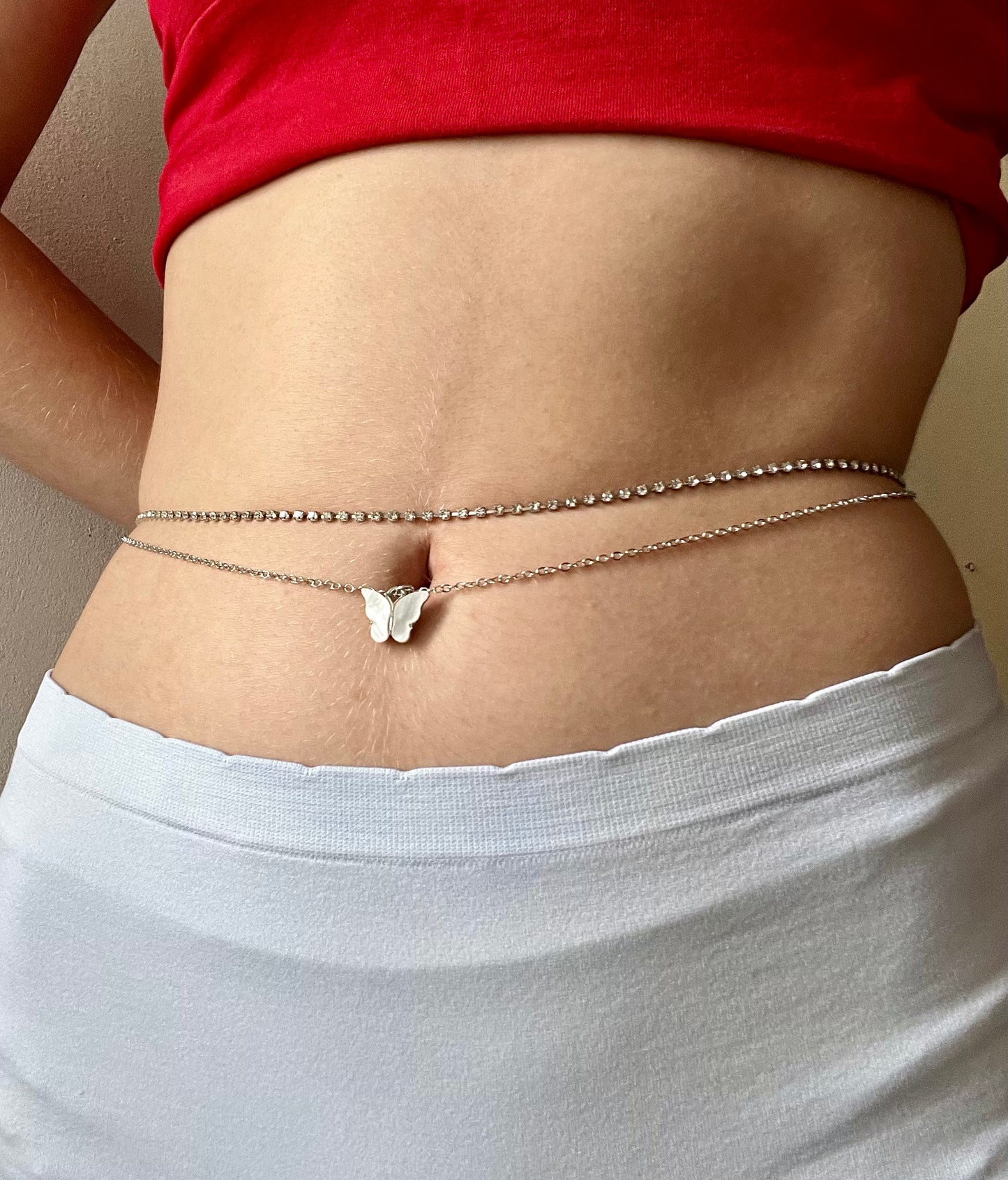 Ceinture/Bijoux de corps papillon - argent