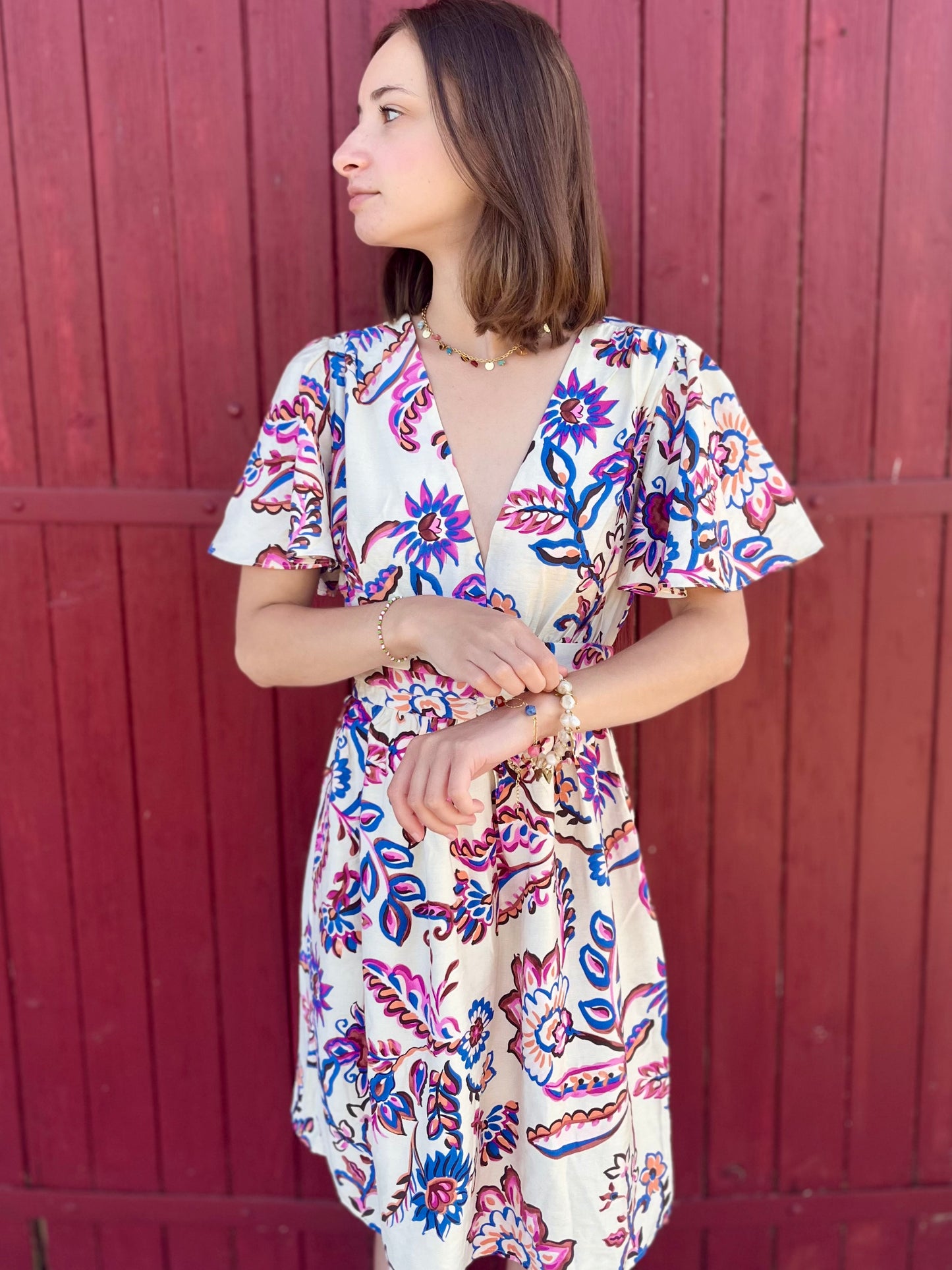 Robe courte à motifs
