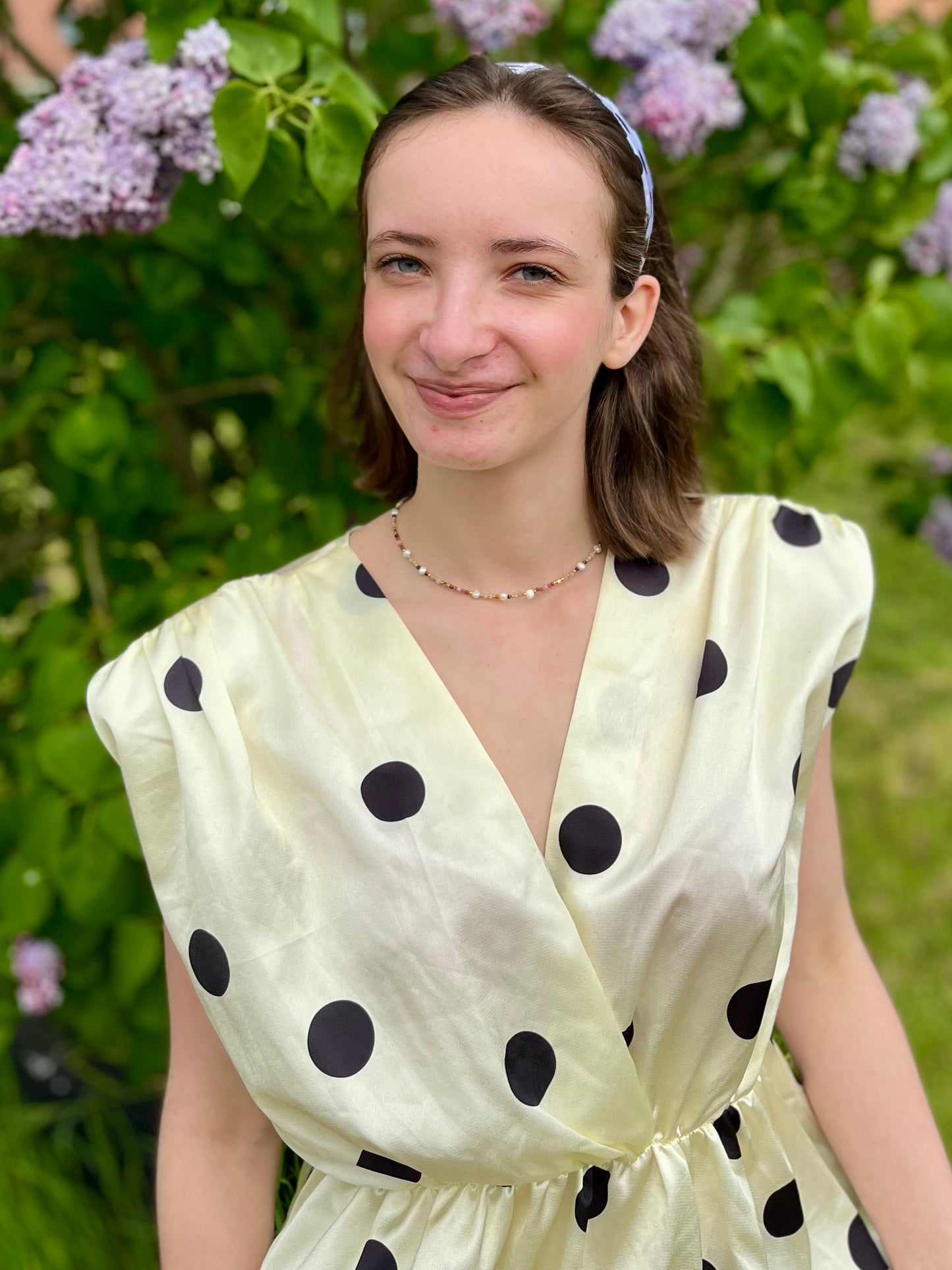 Serre tête à pois - blanc et noir