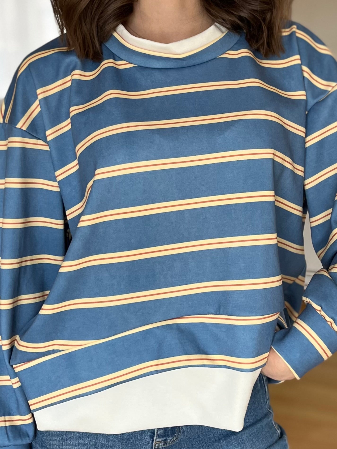 Pull rayé - bleu