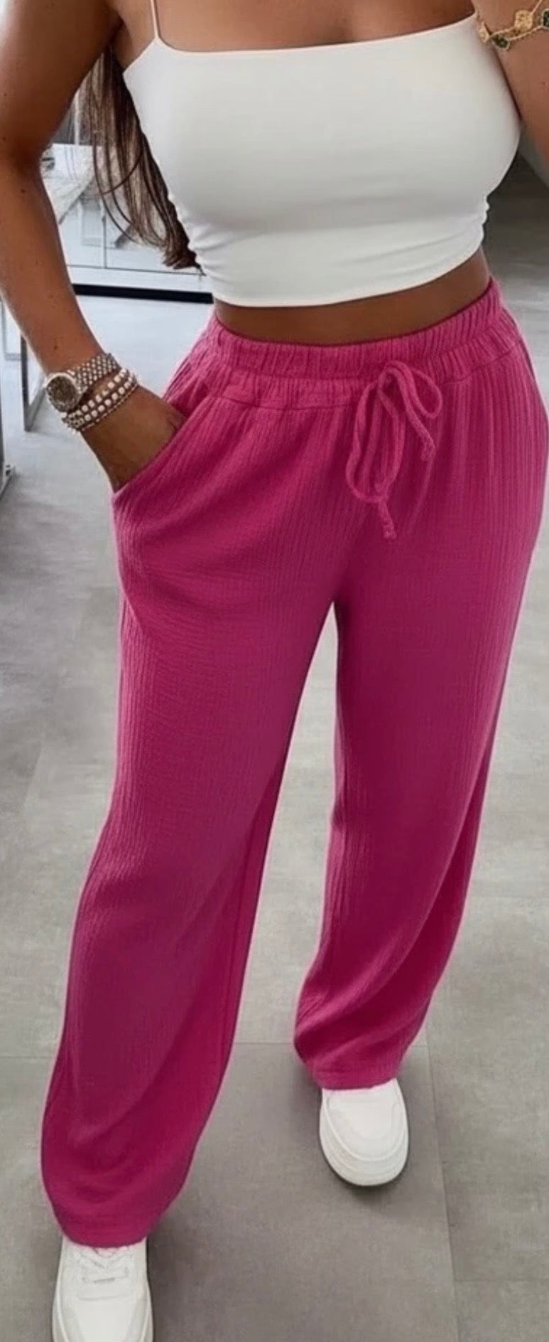 Pantalon gaze de coton - rose