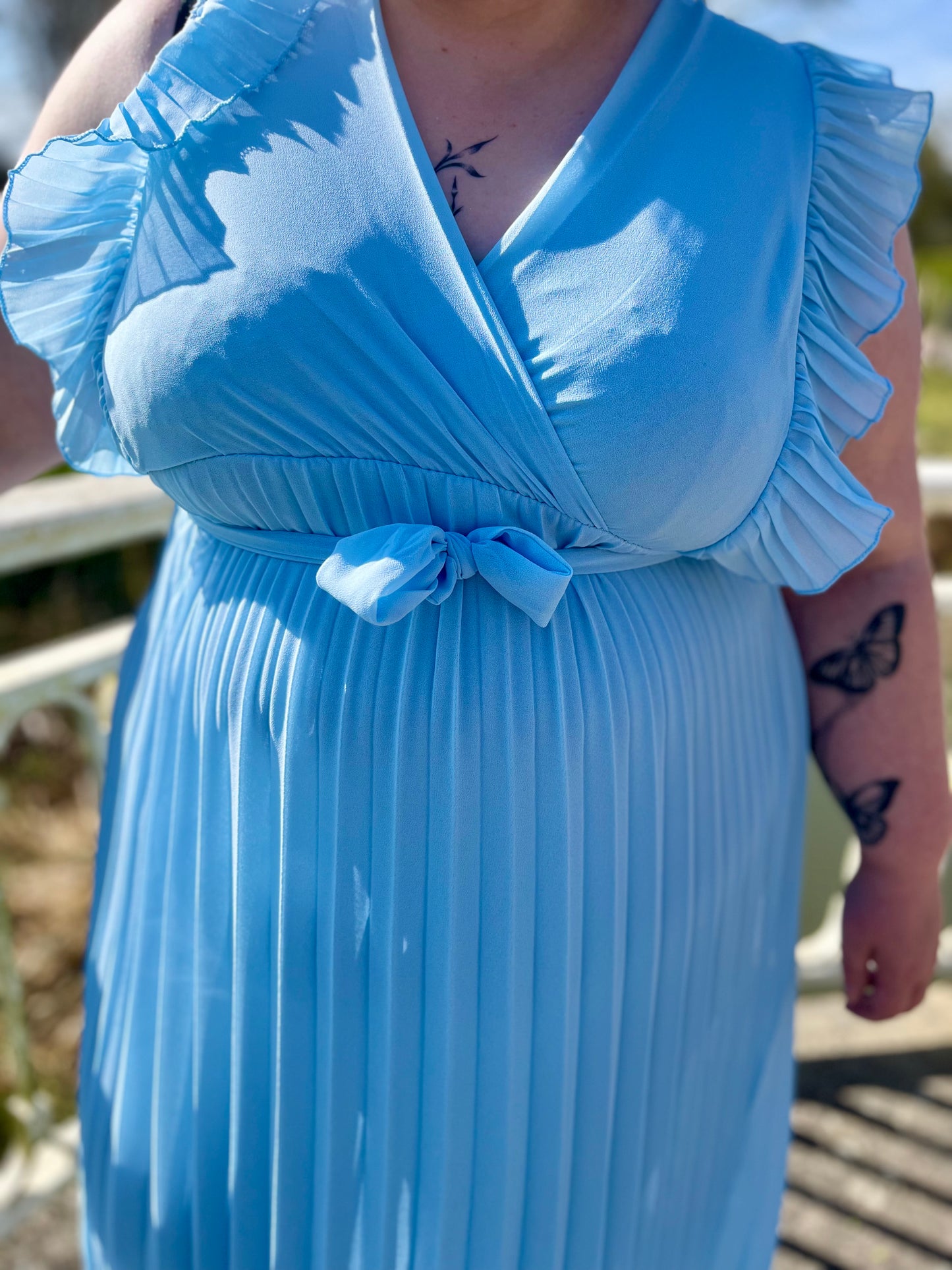 Robe plissée Grande Taille - bleu ciel