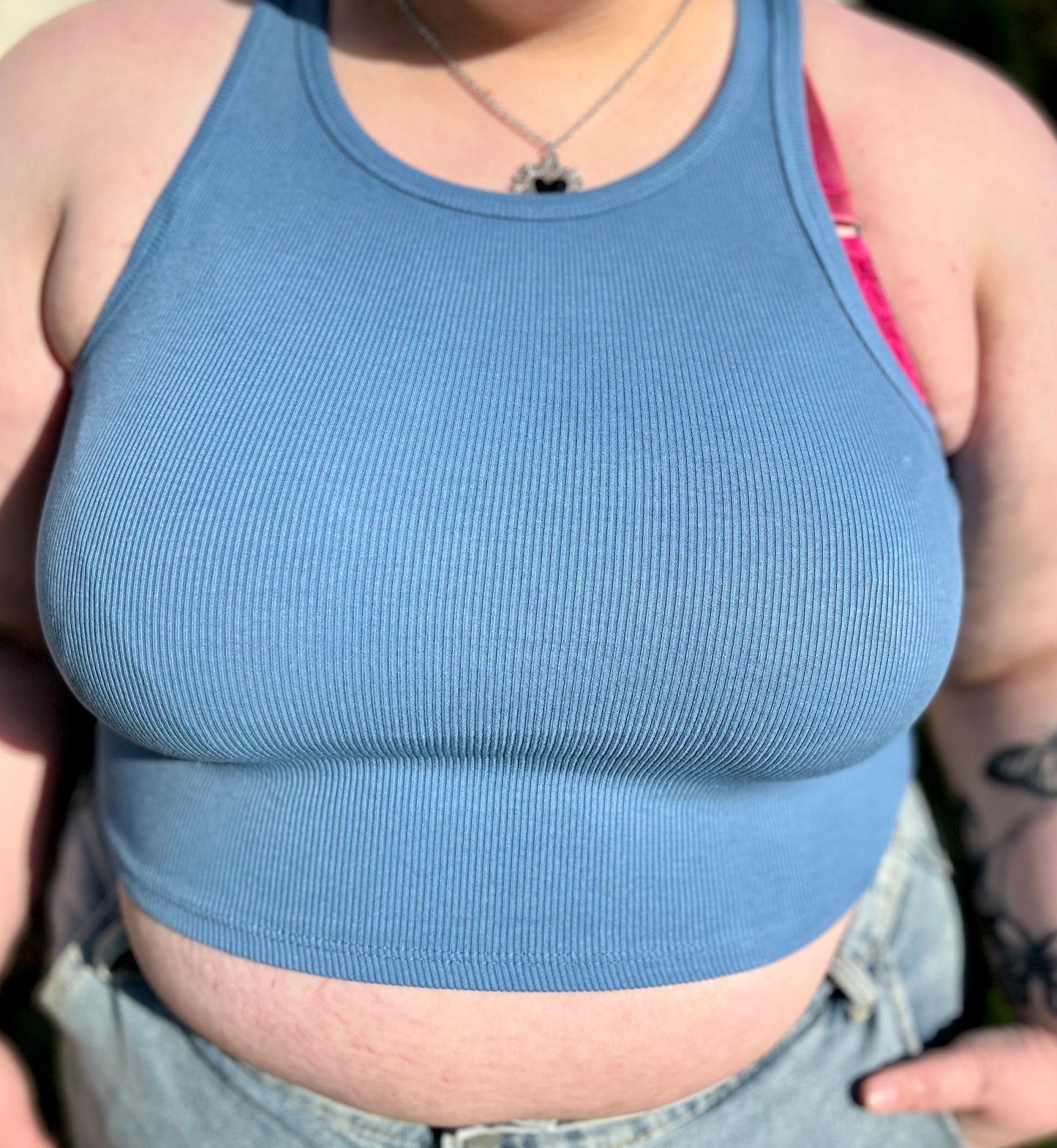 Haut côtelé - bleu jeans