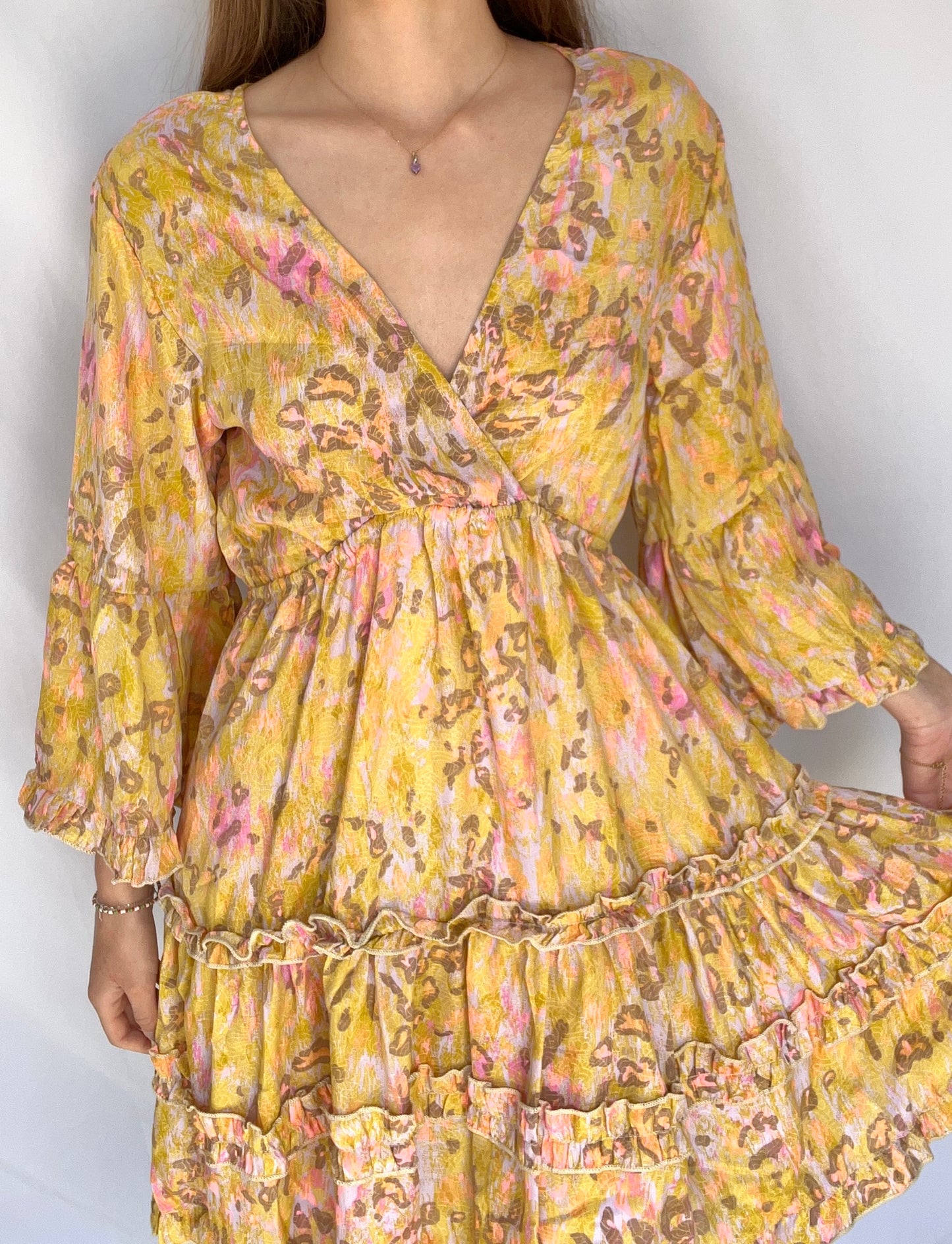 Robe motifs léopard - jaune