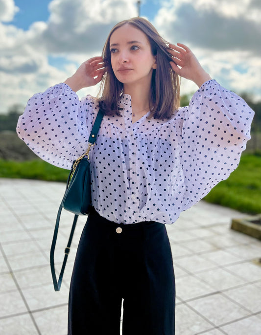 Blouse à pois - noir et blanc