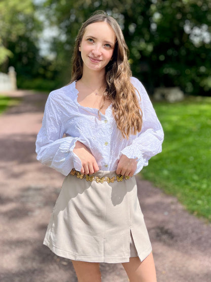 Blouse broderie 100% coton - blanc