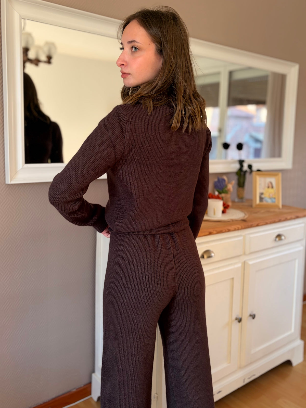Ensemble en maille - marron
