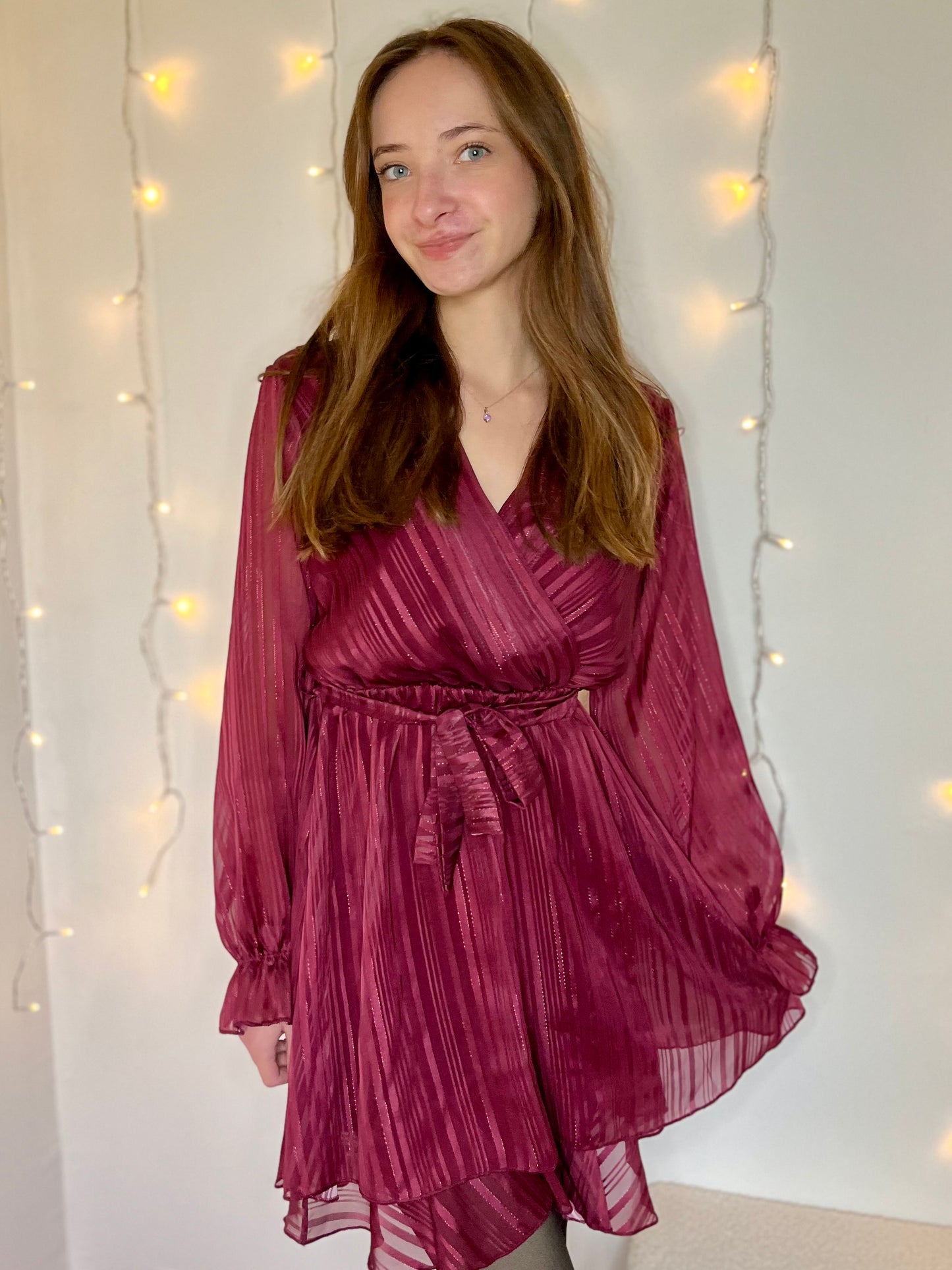 Robe à liseré pailletée - bordeaux