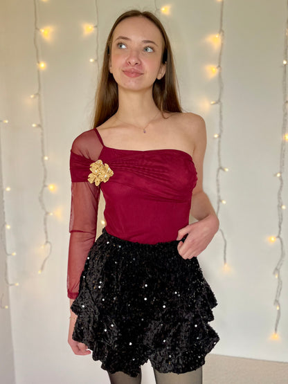 Body avec broche - bordeaux