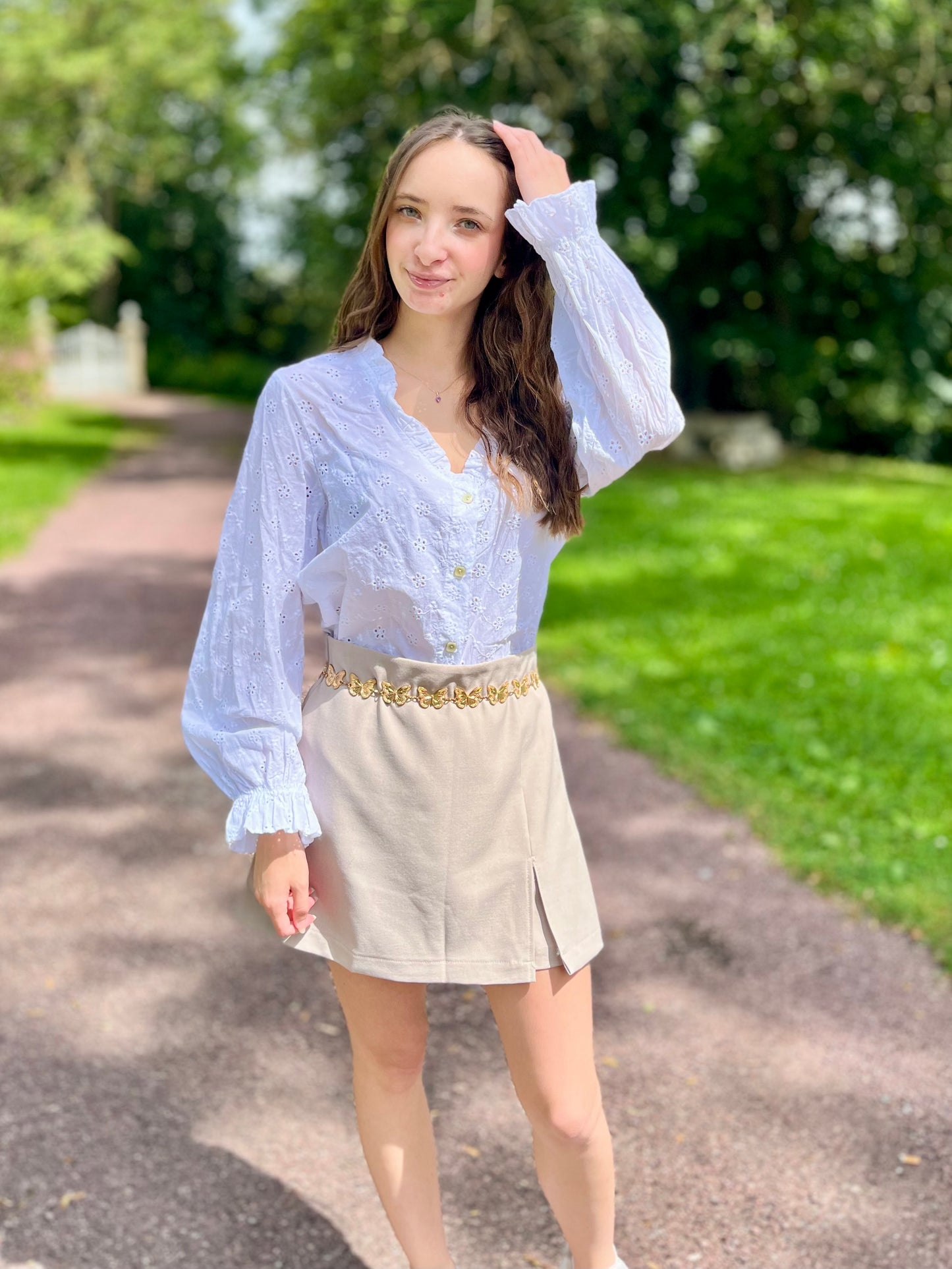 Blouse broderie 100% coton - blanc