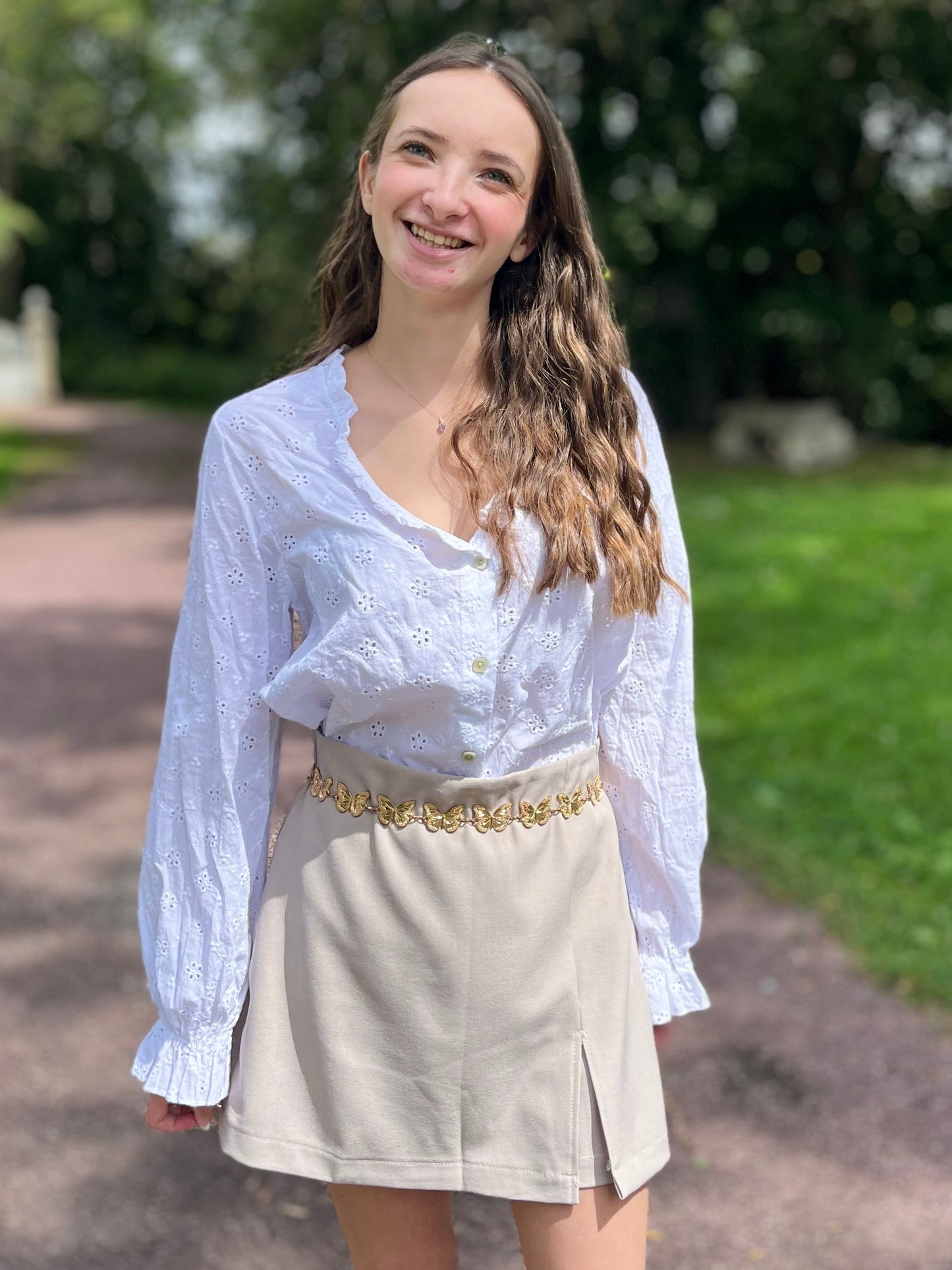 Blouse broderie 100% coton - blanc