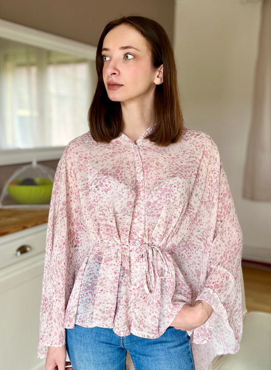 Chemise poncho imprimée - rose