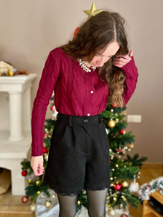 Short suédine avec dentelle - noir