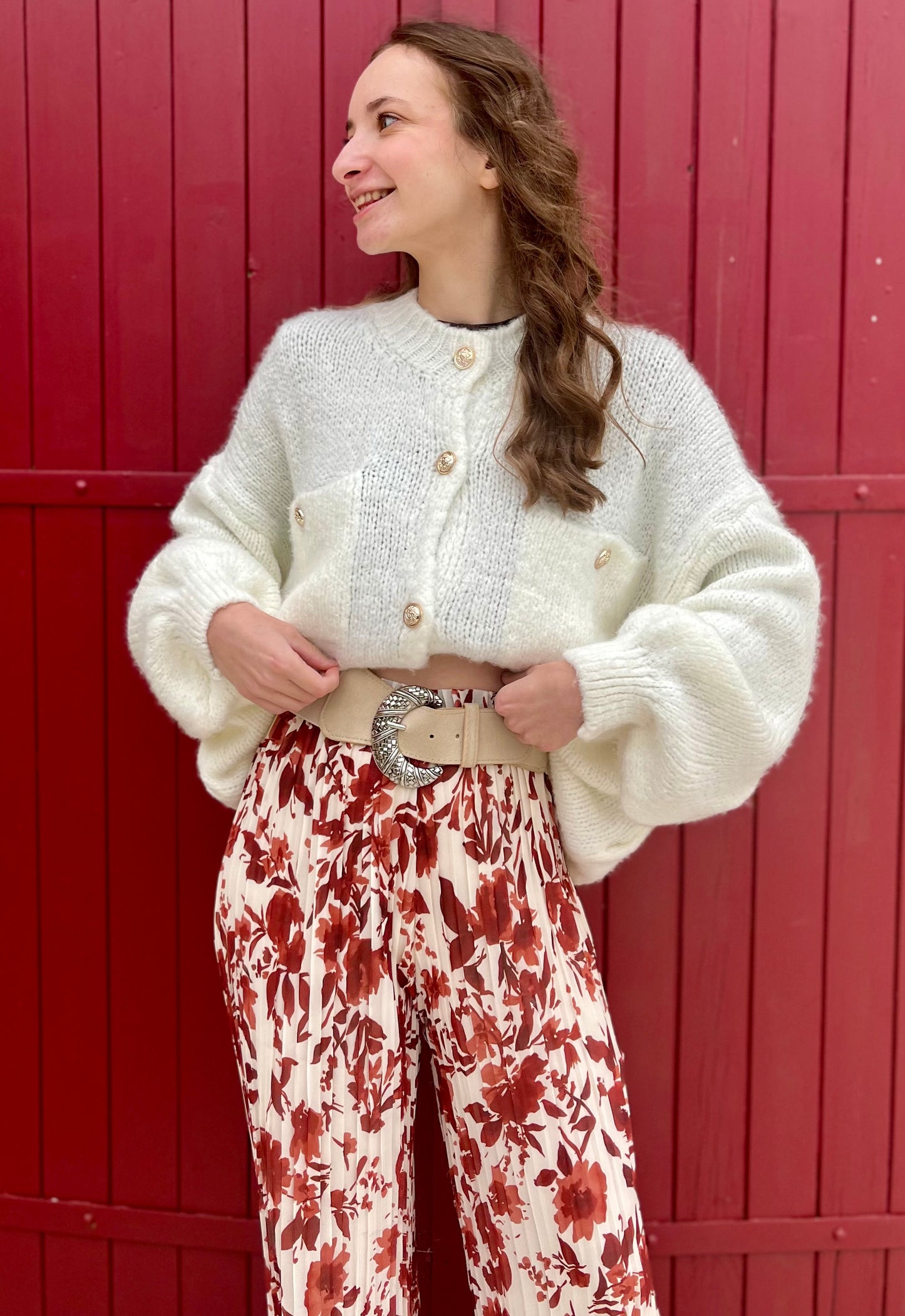 Pantalon plissé motifs - rouille