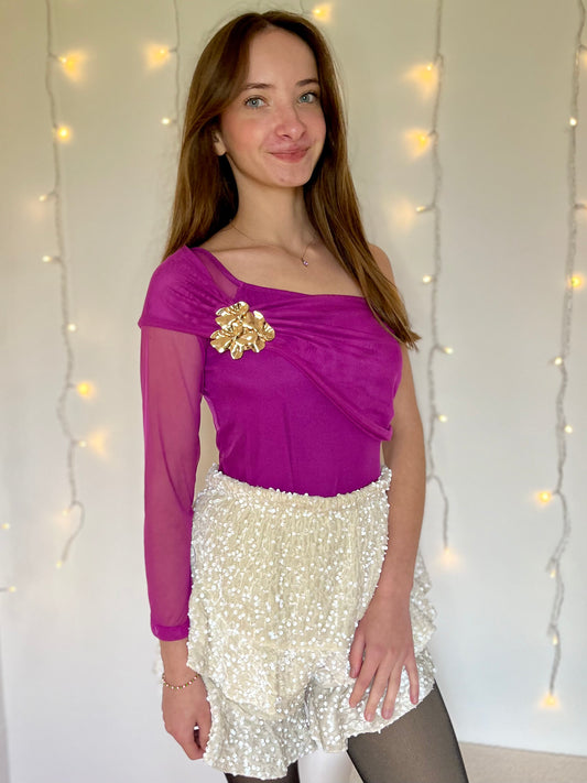 Body avec broche - Violet fuchsia