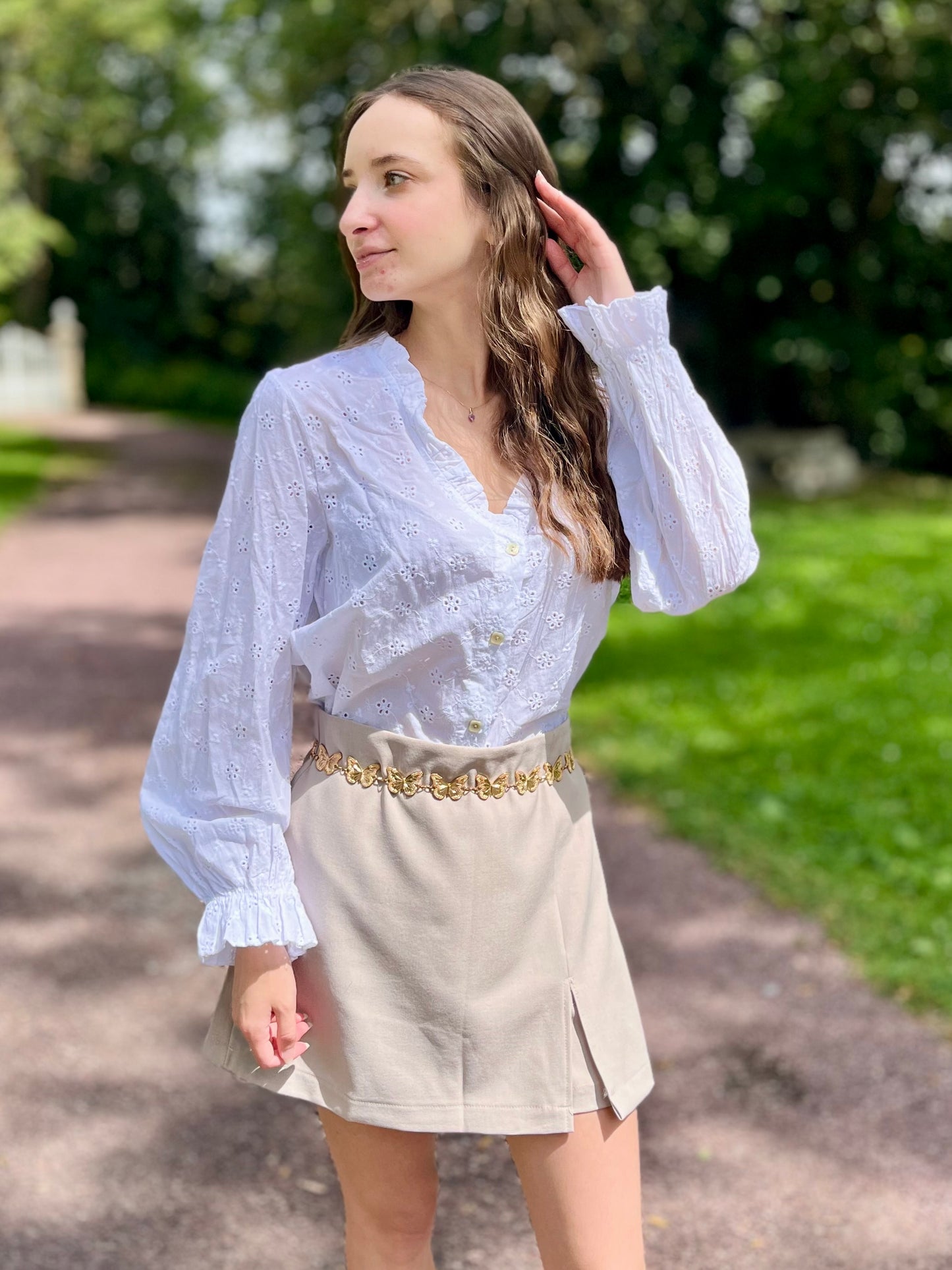 Blouse broderie 100% coton - blanc