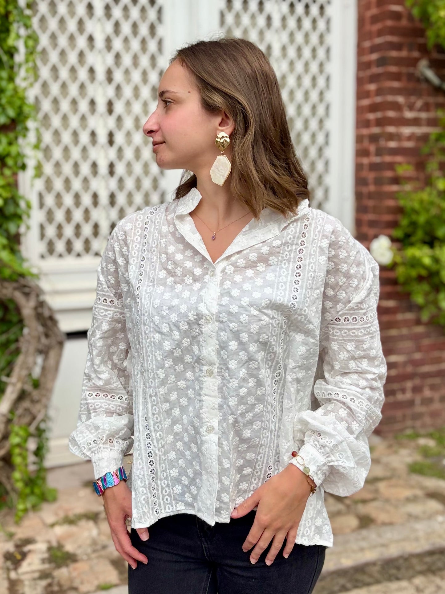 Chemise broderie - blanche