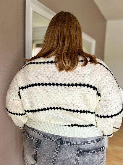 Pull col bateau - blanc et noir