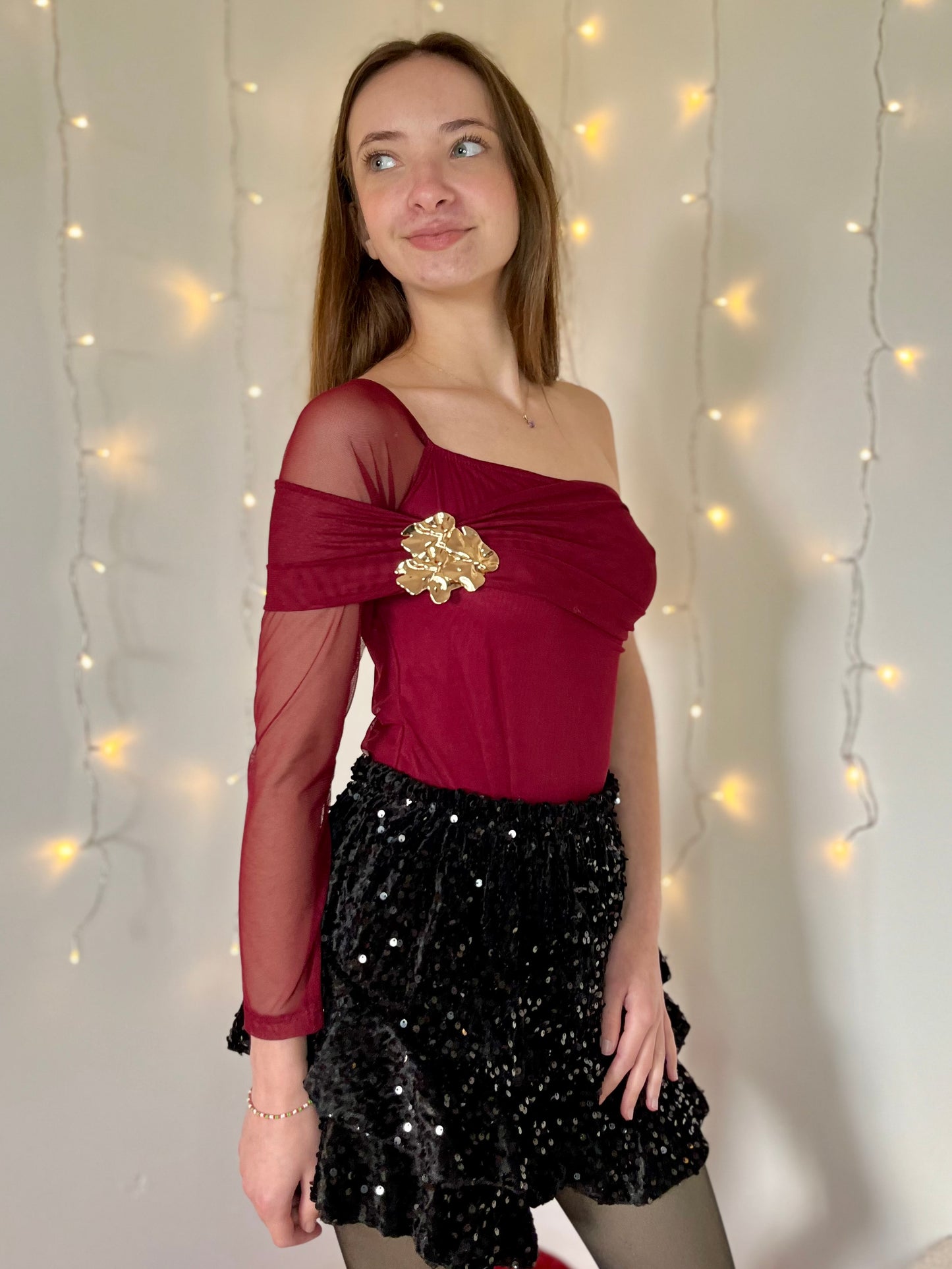 Body avec broche - bordeaux