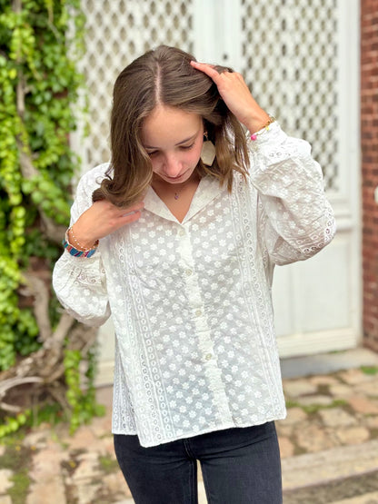 Chemise broderie - blanche