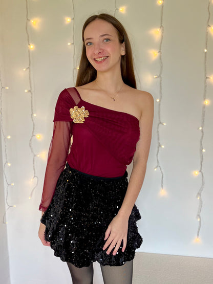 Body avec broche - bordeaux