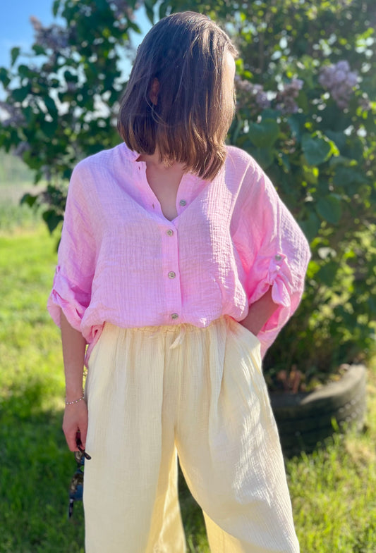 Chemise texturé - rose