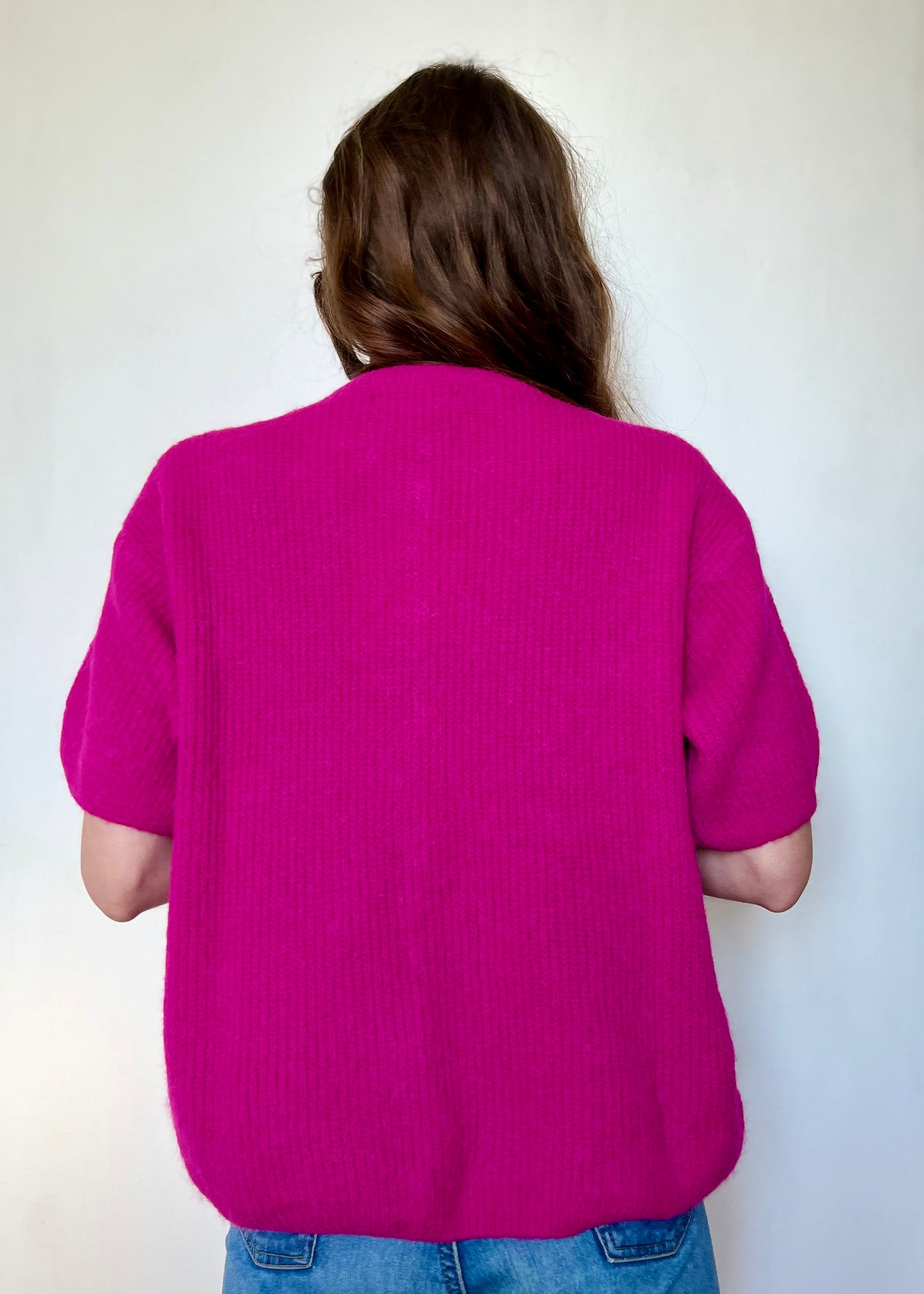 Gilet manches courtes - framboise