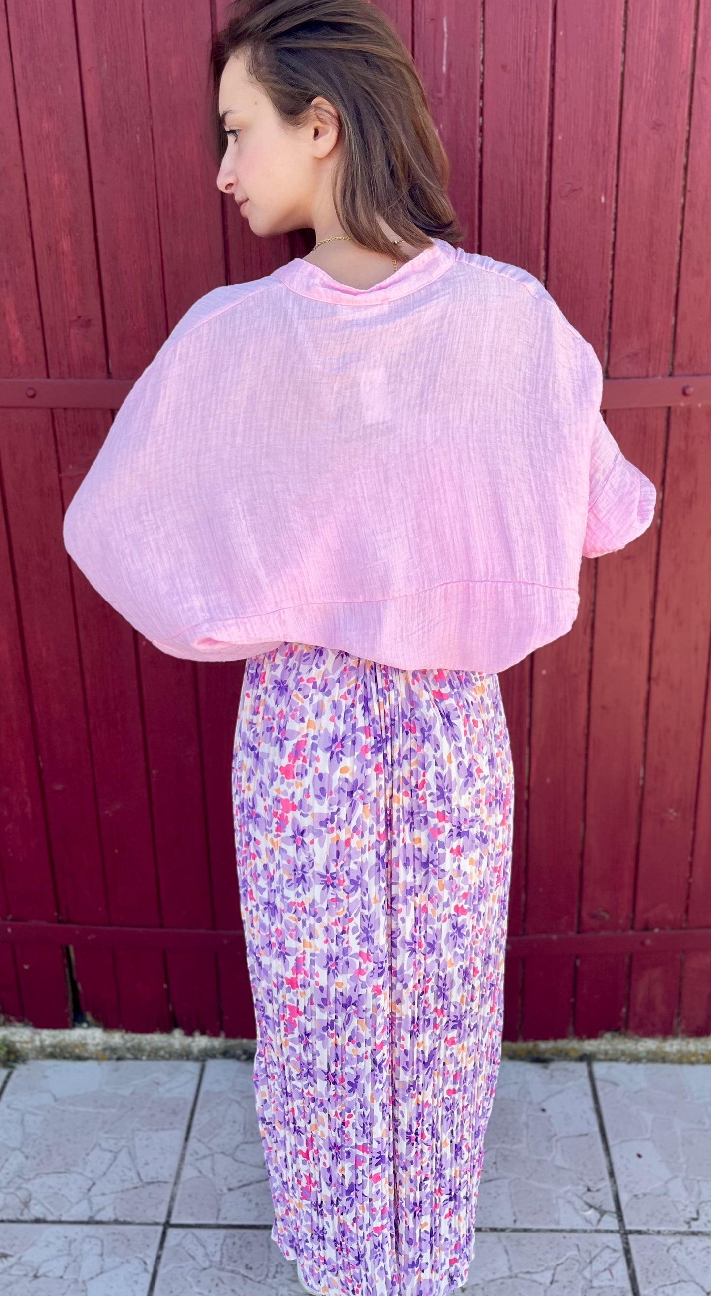 Pantalon plissé à motifs - lilas