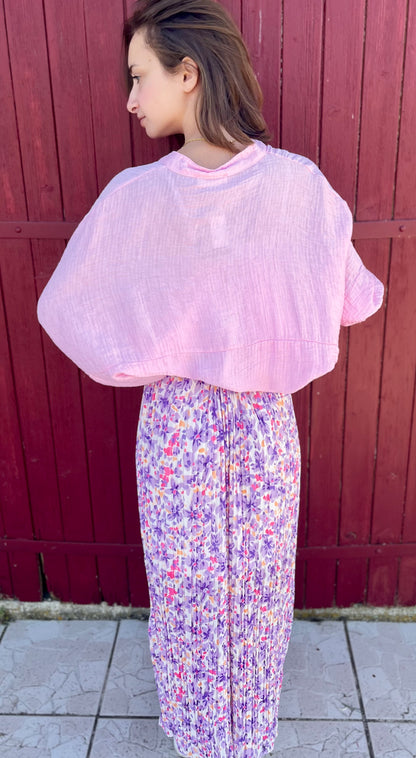 Pantalon plissé à motifs - lilas