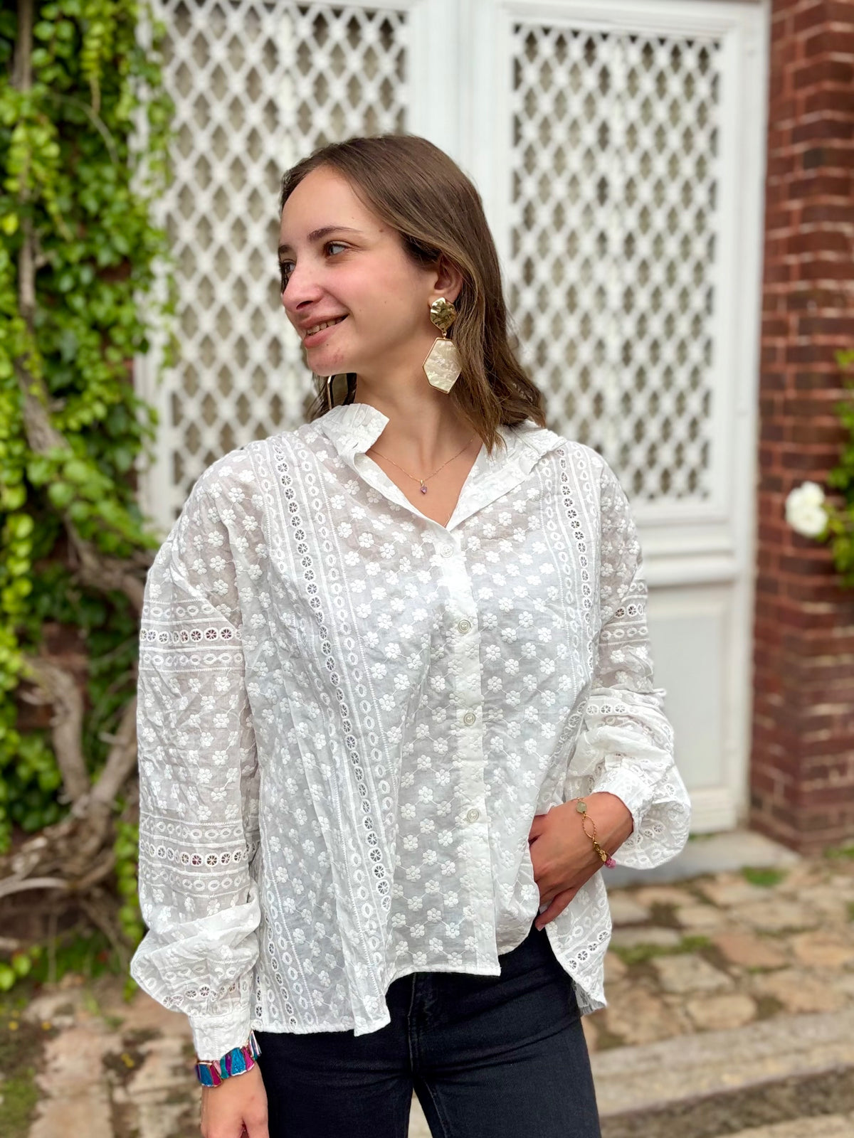 Chemise broderie - blanche