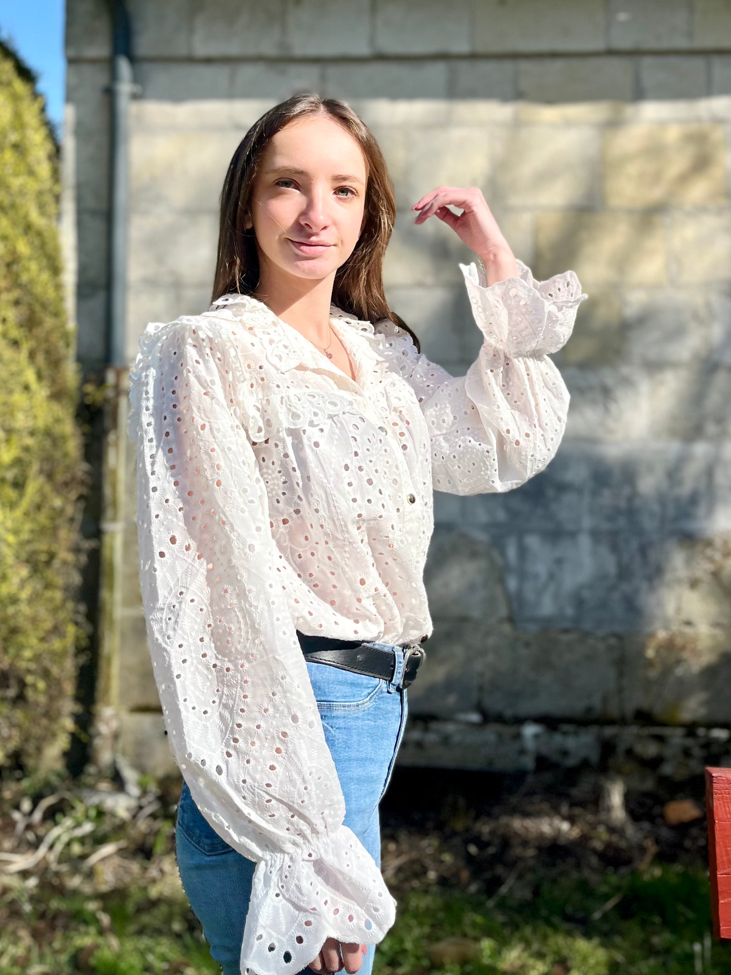 Blouse en broderie - blanc