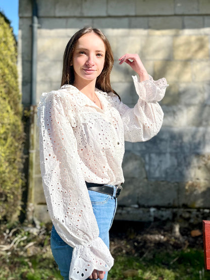 Blouse en broderie - blanc