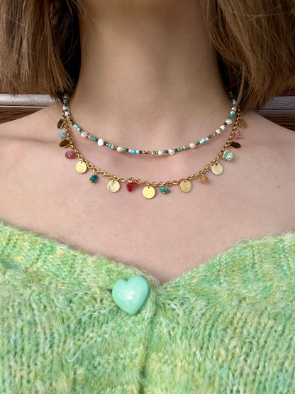 Collier ras de cou pierres naturelles - bleu￼