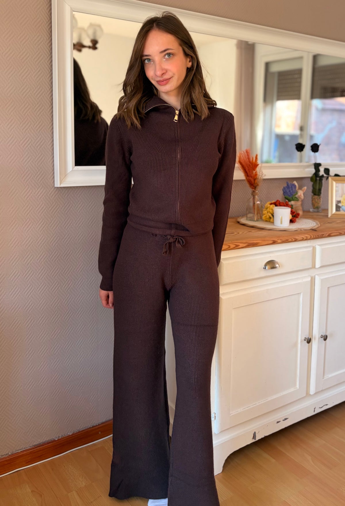 Ensemble en maille - marron