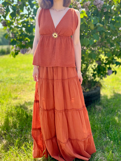 Jupe longue coton - terracota