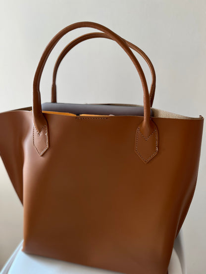 Sac de cours 100% cuir - camel