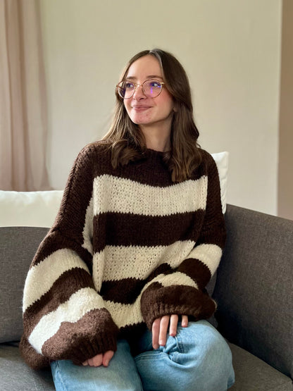 Pull à rayures - marron