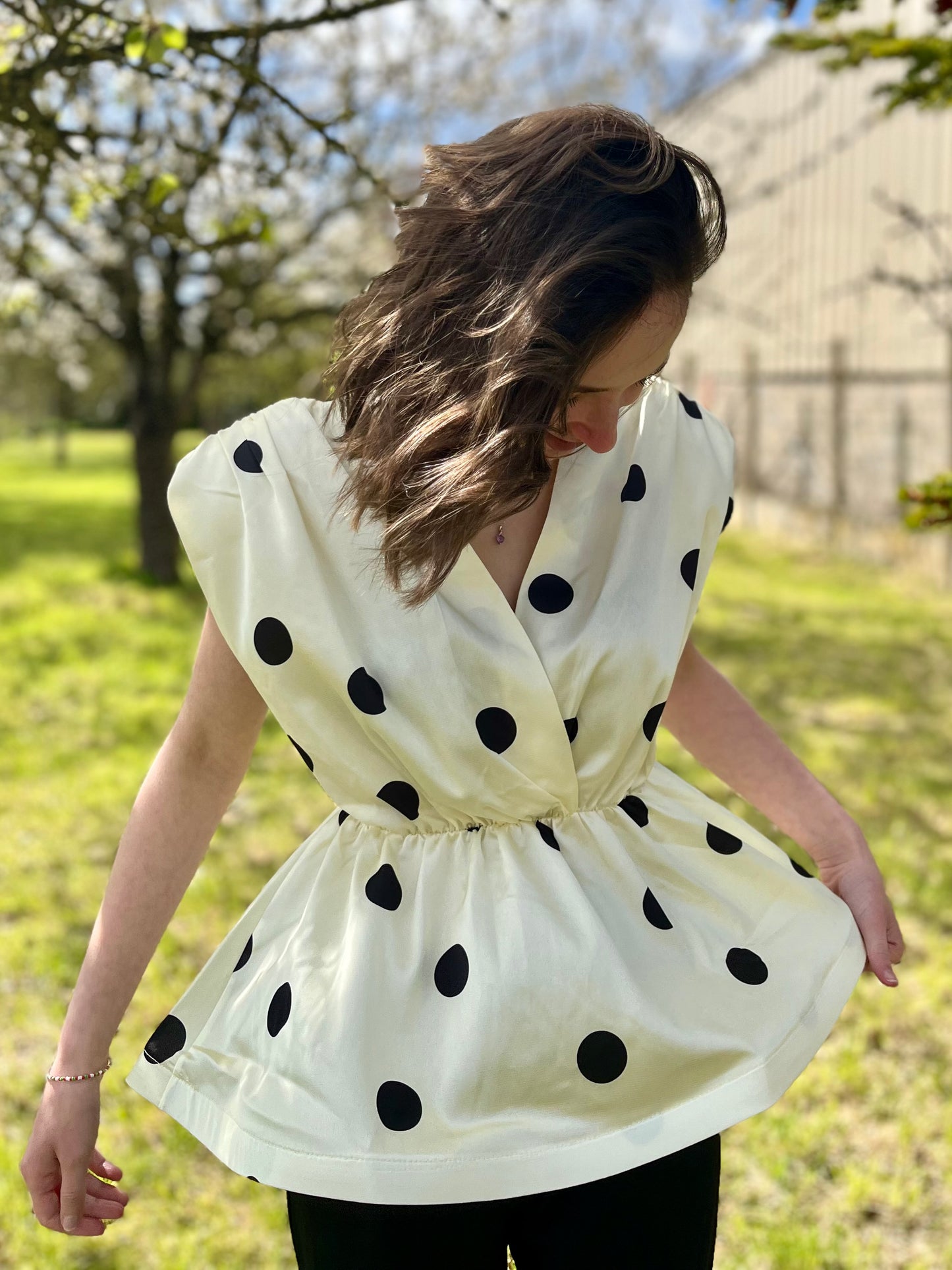 Top à pois - jaune