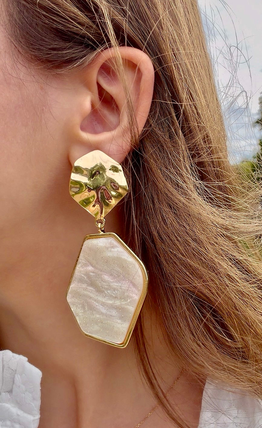 Boucles d’oreilles à clips - beige nacré