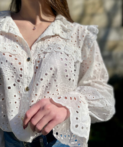 Blouse en broderie - blanc