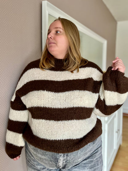 Pull à rayures - marron