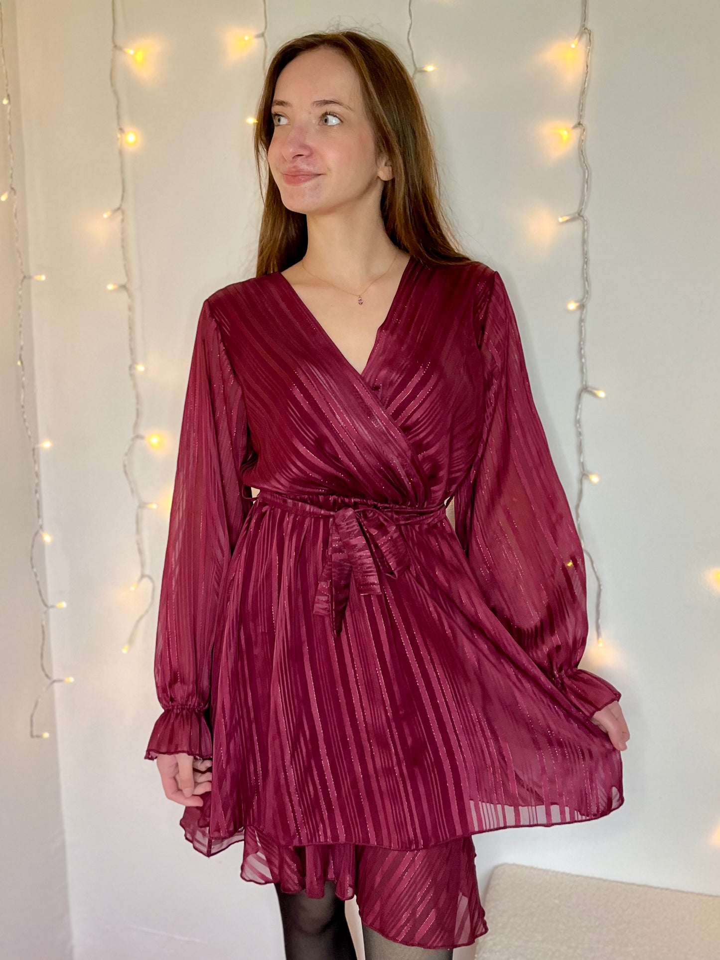 Robe à liseré pailletée - bordeaux