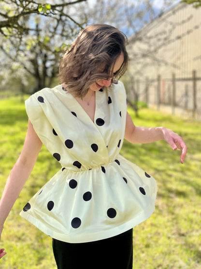 Top à pois - jaune