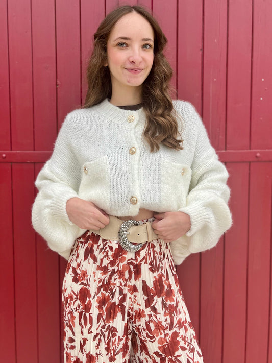 Pantalon plissé motifs - rouille