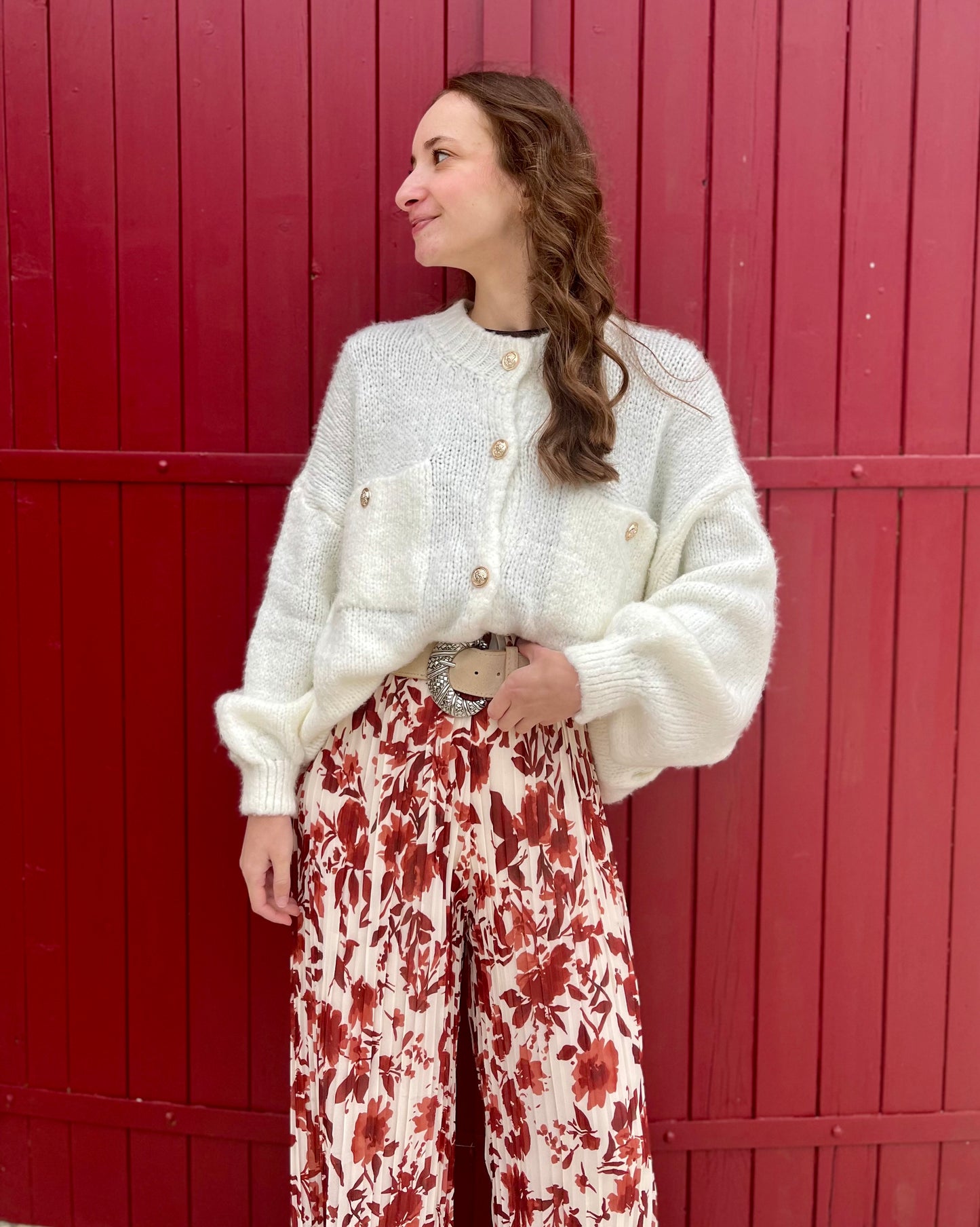 Pantalon plissé motifs - rouille