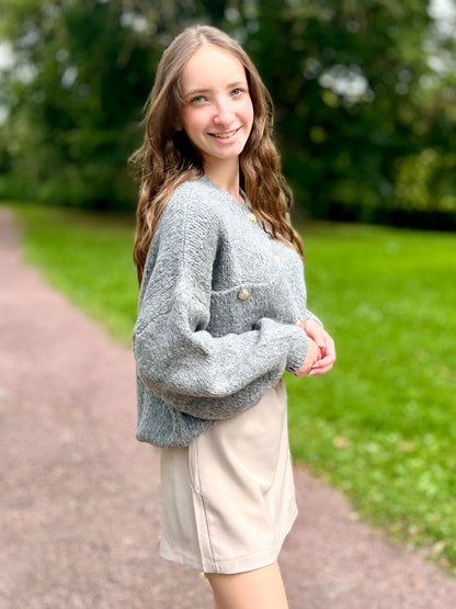 Gilet bouton doré - gris