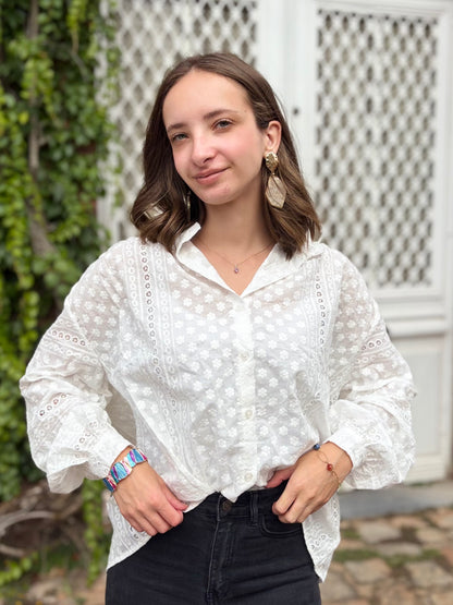 Chemise broderie - blanche